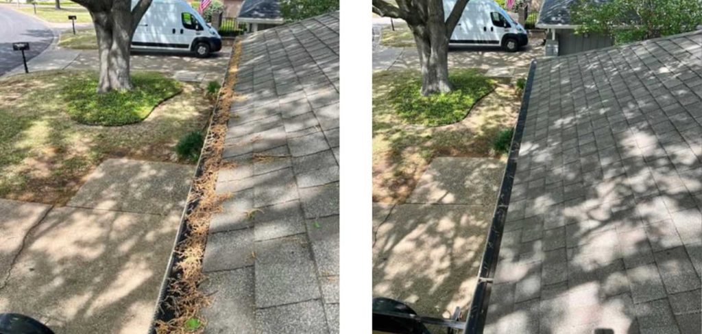 Before and After Gutter Cleaning 